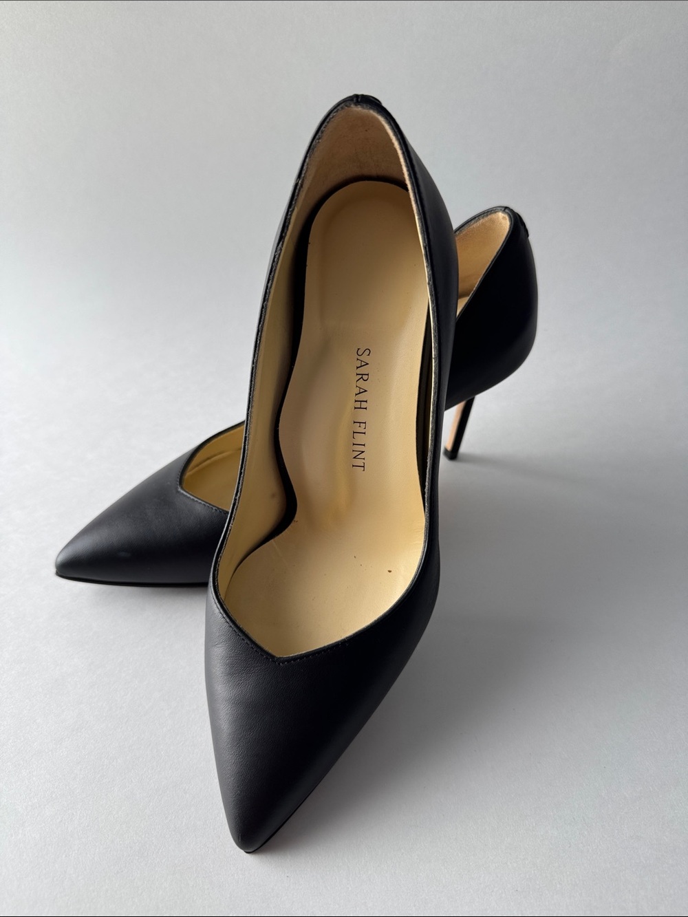BRAND NEW Sarah Flint Perfect Pump 85 in Black Calf - Classic Pointed-Toe Heel - Picture 9 of 16